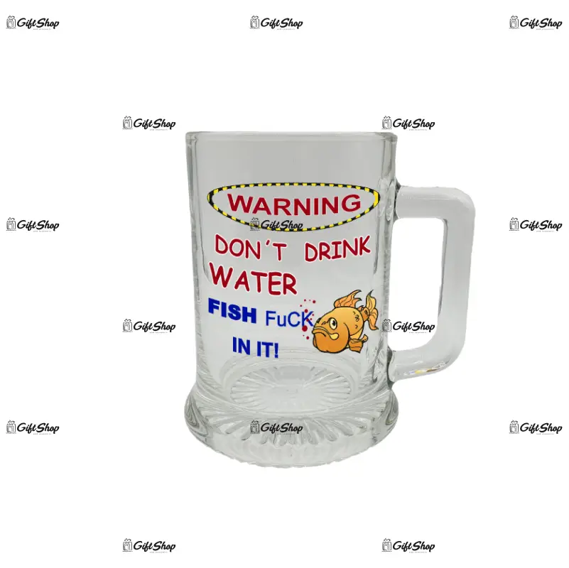 Warning don t drink water, halba cu mesaj